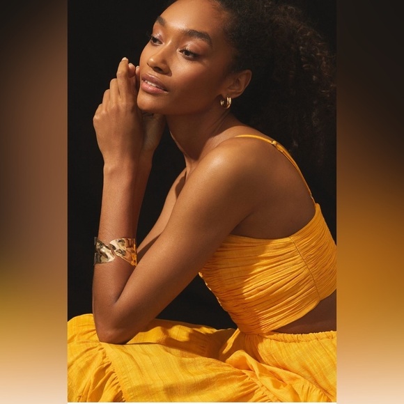 Anthropologie Let me Be cutout tiered dress in Mango size Mefium - Picture 5 of 13